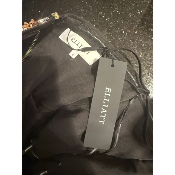 Elliatt Celeste Strapless Gown in Black & Gold wedding Guest Cocktail size S NWT - Picture 9 of 9